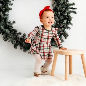Kyte Baby - Long Sleeve Twirl Bodysuit in Hunter Plaid - 12/18 months